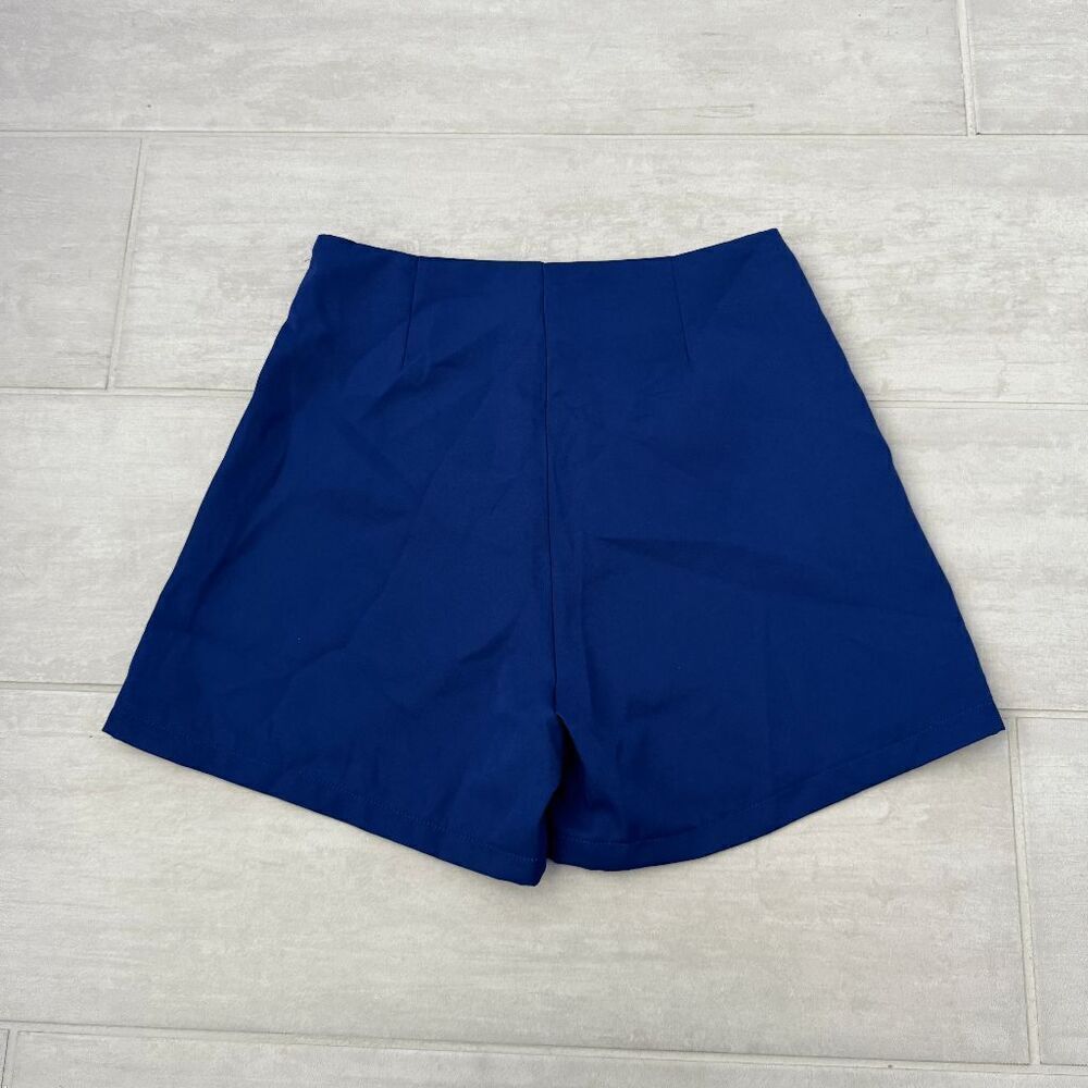 Wrapover Button Shorts Skort Sailor Blue Side Zipper Small High Waisted 4" insea - Picture 5 of 8